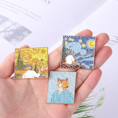 China Europe Art Painting Badges Custom Oils Painter Van Gogh Drawing Lapel Pins for Collectible Enamel Pins for sale