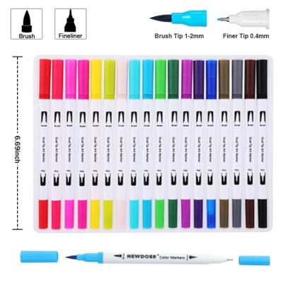 China Drawing 12C Washable Dual Tip Art Markers Lettering Calligraphy Watercolor Brush Pen Set for sale