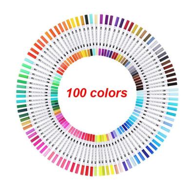 China Drawing 100 Colors School Dual Tip Washable Watercolor Ink Art Markers Painting Lettering Brush Pen Set For Calligraphy for sale