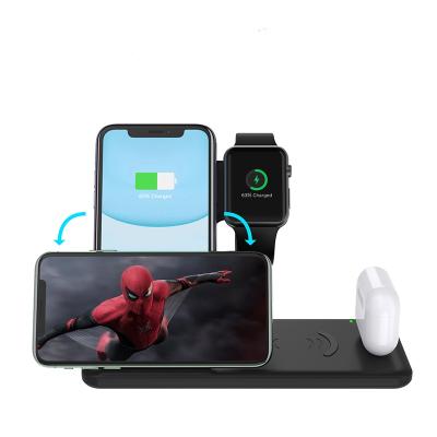 China New Patent Foldable Wireless Product Dual Charger Phone Qi Dock Quick Charging 4 in 1 Wireless Charger for iPhone for Apple Watch for Airpods for sale