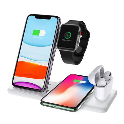 China Dual Foldable Phone Charger 15W Wireless Fast Wireless Charger New 4 In 1 Wireless Charger For iPhone Smartphone For Apple Watch For Airpods for sale