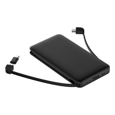 China With the popular built-in 10000mAh three cable wires power bank in one trip for sale