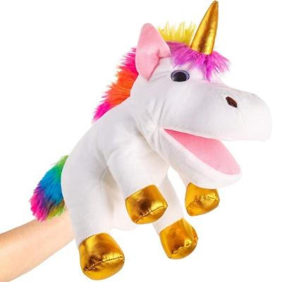 China Animal Puppet Toy Role Playing Toy Pretend Gift Hand Puppet 30cm Unicorn Plush Dinosaur Animal Hand Play Teaching Preschool Students for sale