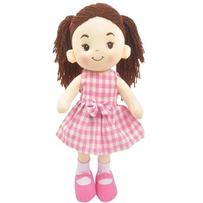 China Soft hot sale soft plush doll plaid skirt sleeping first doll room decoration can be customized music for sale