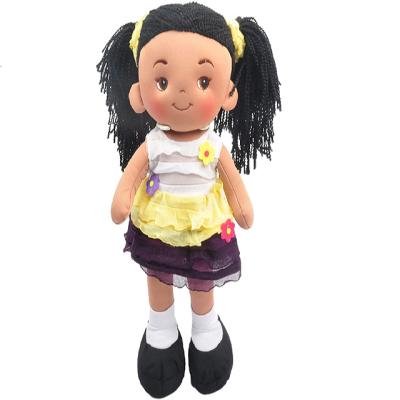 China Soft Customized 16 Inch Stuffed Plush Cloth Girl Stuffed African Black Rag Doll for sale