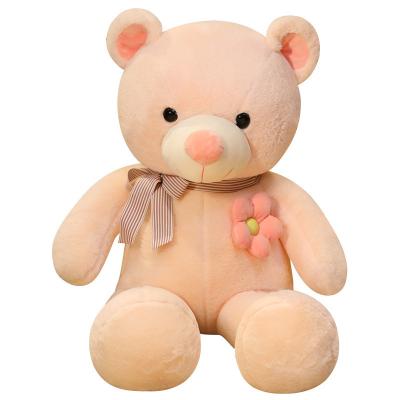 China Wholesale-Hugging Bear Toy Flower Bear Doll Printing Bow Tie Bear Birthday Gift Retro Gift Creative Plush Toy for sale