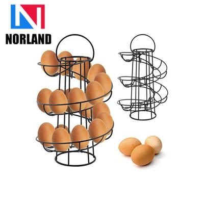 China Modern Luxury Modern Spiraling Skelter Kitchen Skelter Dispenser Storage Rack Viable Metal Black Iron Eggs For Egg Drying Rack for sale