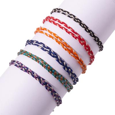 China BOHEMIA Customized Handmade Woven Hand Weave Bohemian Bracelet Boho Wax Rope Cotton Bracelet For Women Jewelry for sale