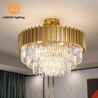 China Modern Indoor Ceiling Crystal Led Modern European Style Decoration Living Room Luxury Gold Chandelier for sale