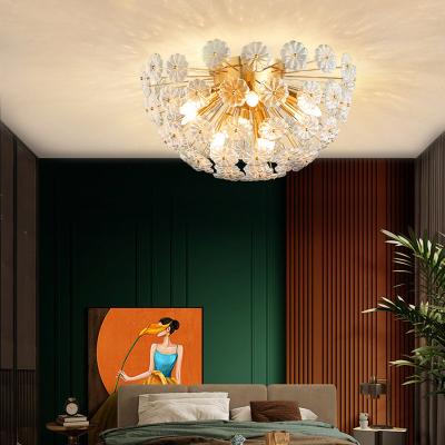 China Modern Nordic Style Luxury Hotel Cafe Vintage Golden Crystal Modern Led Ceiling Pendant Indoor Lamp for sale