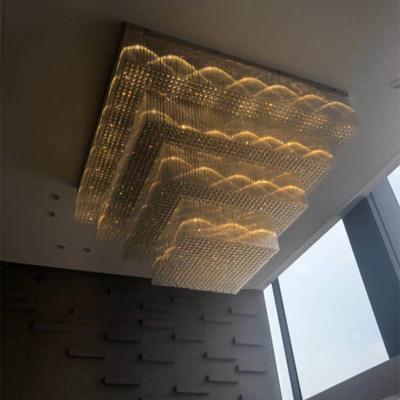 China New Modern Custom Commercial Lobby Crystal Ceiling Led Design Project Large Luxury Modern Hotel Chandelier for sale