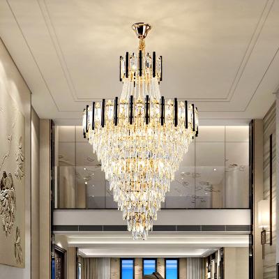 China Modern Nordic Modern Hotel Staircase Indoor Gold Pendant Crystal Luxury Led Chandelier Light for sale