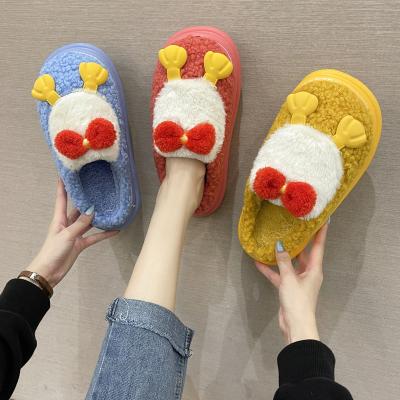 China New fashion trend autumn and winter cartoon Baotou cotton slippers for women's wear outer house cute plush slippers for women for sale