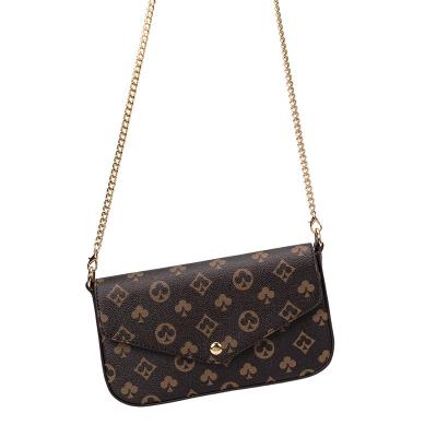 China Classic Messenger Chain Ladies Handbags Small PU Fashion Envelope Printing Bag for sale