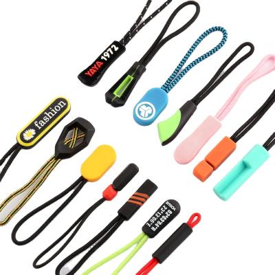 China Custom Colorful Soft Clothing Zipper PVC Silicone Rubber Plastic Rope Zipper Pullers Quick Pull Nickel Free for sale