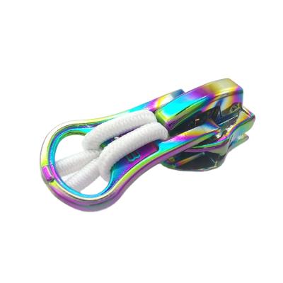 China Apparel Thumb Slider Nickel Free Custom Accept Self Locking Plating Rainbow Zipper Slider for sale