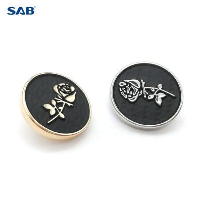 China High quality nickel free metal logo alloy zinc button buckle customized leg button for clothes for sale