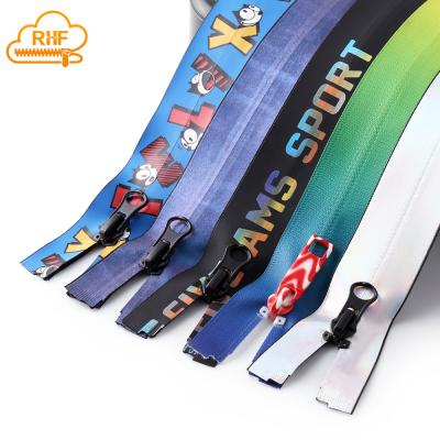 China #5 Logo Waterproof Quick-customized Bags Printed Waterproof Zipper Rolls #5 TPU Waterproof Zipper for sale