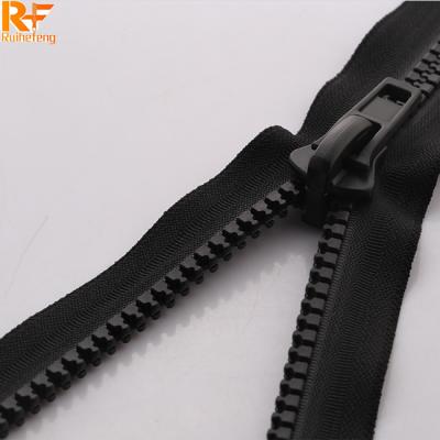 China Sales Promotion Eco Resin #8 Nickel Free Open Black Zipper Rolls Outdoor Tent Garment Plastic Resin Zipper for sale