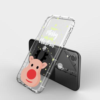 China Anti-falling Quickly Customize Transparent Christmas Cartoon Tpu Mobile Phone Case Elk Pattern Cell Phone Case For Iphone Series for sale