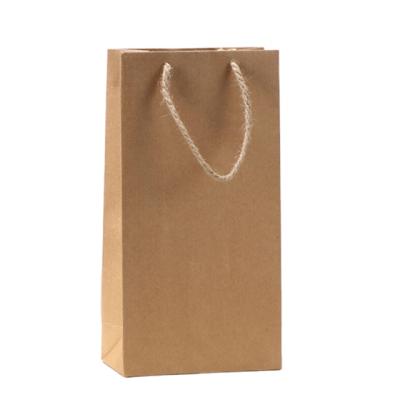 China Creative Brown Wine Bag 2F Double Red Wine String Handbag Gift Recoverable Paper Bag for sale