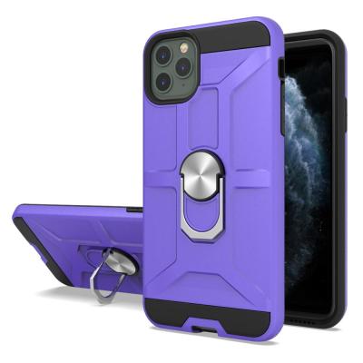 China 2 in 1 Handset Phone Case For Iphone 11Pro New Design Metal Unique Purple Cell Ring Holder Cover Phone Cases For Apple for sale