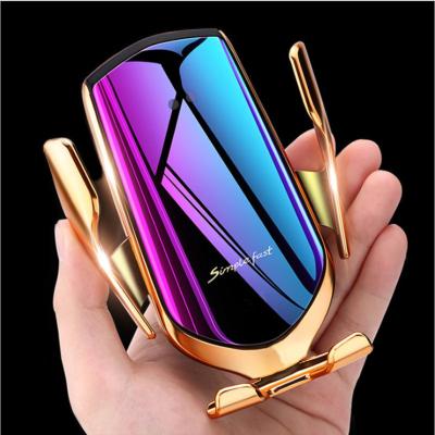 China Universal Infrared Automatic Qi+Type-C Fast Charging Universal Car Mobile Phone Holder Left Fast Charging Wireless Charger Bracket Clamp for sale