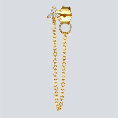 China TRY FASHIONABLE Popular Personality Earrings Branch High Quality 14K Gold Zircon Tassel Earrings For Woman for sale