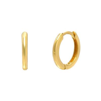 China 2022 TRENDY Fine Jewelry Huggie Earrings 14K Solid Gold Geometric Circle Earring For Woman Ladies for sale