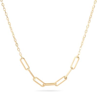 China Vintage QLEESI Minimalist Jewelry 18K Gold Plated Silver 925 Paperclip Chain Link Chain Necklace For Woman for sale