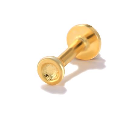 China Vintage QLEESI 2022 Hypoallergenic Single Custom 925 Sterling Silver 18K Gold Internally Threaded Labret Piercing Earrings for sale