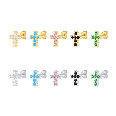 China CONSERVATIVE 2021 New Designs FASHIONABLE 100% S925 Sterling Silver Diamond Cross Pendant Dangle Earrings For Woman for sale