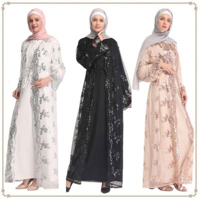 China 2021 Hot Sale Women's Lace Mesh Muslim Dress Fashion Islamic Clothing Daily Wear for sale