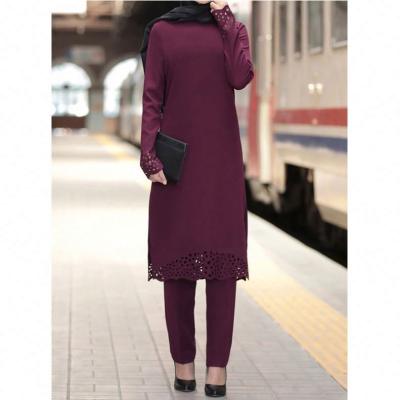 China 2021 Daily Wear Hot Selling Women's Two Piece Muslim Abaya Dress Plus Size Islamic Clothing for sale