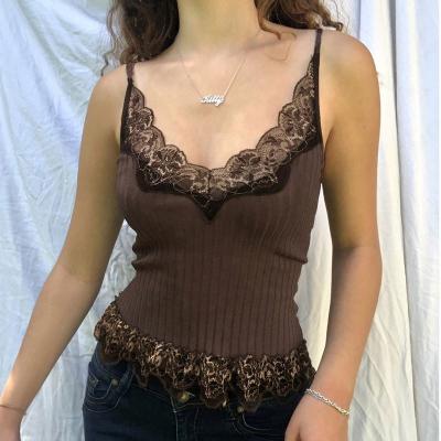 China New Women's V-Neckline Lace Small Breathable Irregular Thin Sling Vest Women's Ladies Upper Pajamas for sale