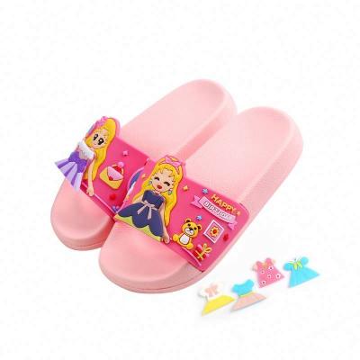 China 2021 Best Popular Children's Waterproof Stick Pattern Cartoon Girls Kids Anti-skid Magic Slippers for sale