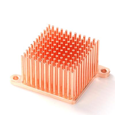 China Customized Oblique Copper Ear 37*37*20mm Pure Copper Forged Radiator Pin Square Copper Pin Fin Radiators High Power Radiator Fin for sale