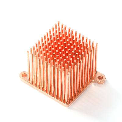 China LED Lights Customized Cool Fin Pin Forging Pin Fin Copper Heatsink Heatsinks 37*37*30mm Small Pure Copper Radiator for sale