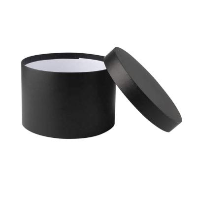 China Recyclable Custom Luxury Round Black Hat Paper Box Cylinder Box For Flowers for sale