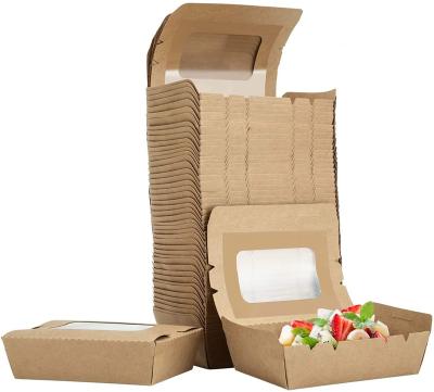 China Fast Food Brown Disposable Large Size Disposable Salad Wrapping Paper Take Away Lunch Packing Boxes for sale