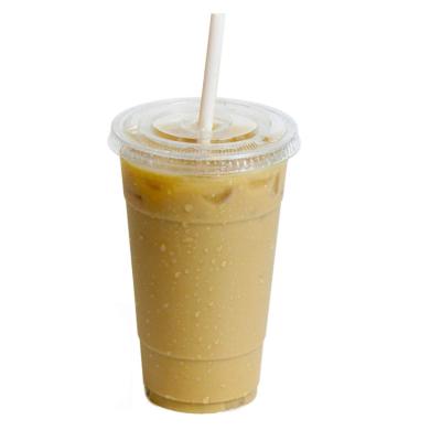 China Disposable/Sustainable/Stocked 24 Ounce Clear Plastic Cups With Flat Notched Lids For Iced Drinks Coffee Tea Smoothie Cold Bubble Boba, Disposable, Extra Large for sale