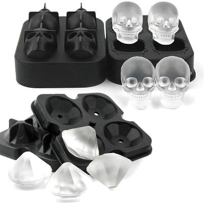 China Ice Maker 3D Skull Shape Ice Mold Ice Cube Maker Food Grade Silicone Material for sale