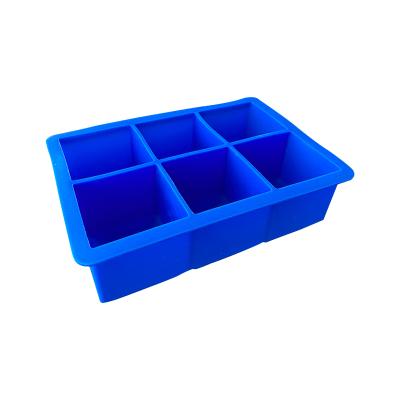 China Square Ice Maker 6 Cavity Food Grade Shape Silicone Ice Tray Mold Ice Maker for sale