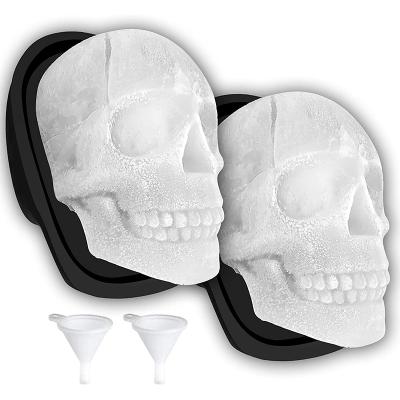 China Ice Maker Food Grade Skull Shape Ice Cube Tray Mold Flexible Silicone Ice Cube Maker In Forms For Whiskey Ice for sale