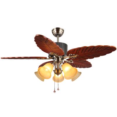 China Decorative Farmhouse Living Room Ceiling Fans Nature Wood Blade With Governor European Style Ceiling Fan With Light for sale