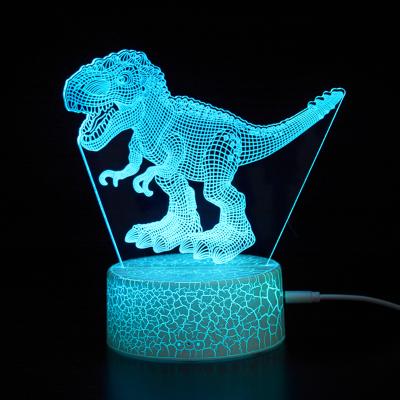 China Modern Pretty New Custom Creative Pattern Design Acrylic 3D Illusion Dinosaur Anime Photo Table Desk Base LED Night Light for sale