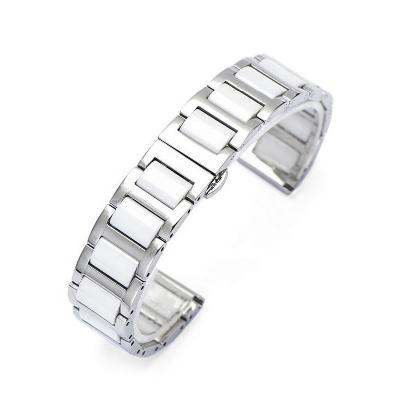 China Watch Accessories Stainless Steel Ceramic Watch Strap With Butterfly Buckle for sale