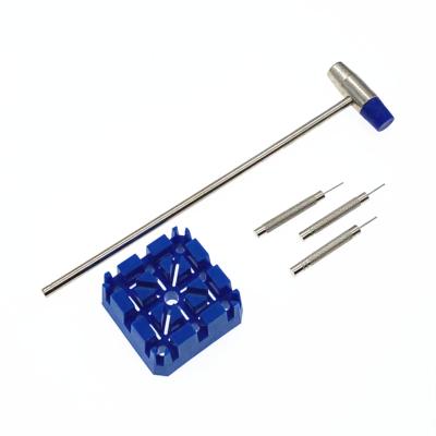 China Professional Watch Band Link Holder Hammer Punch Pins Blue Set Band Remover Tool for sale