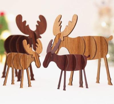 China 2019 Christmas Elk Reindeer Christmas Elk Reindeer Creative Wooden Kid Gift Home Decor DIY Size Christmas Desktop Decoration for sale