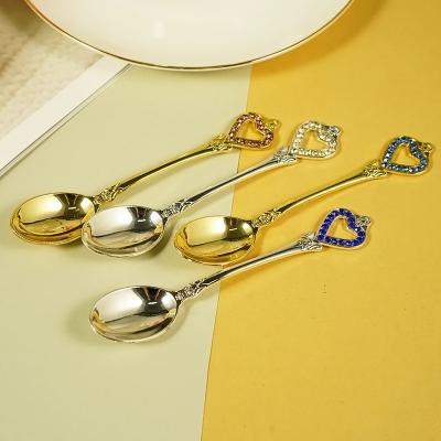 China 2022 disposable new European and American fa gold dinnerware set dessert spoon teaspoon wedding dinnerware set spoon fork stainless steel for sale